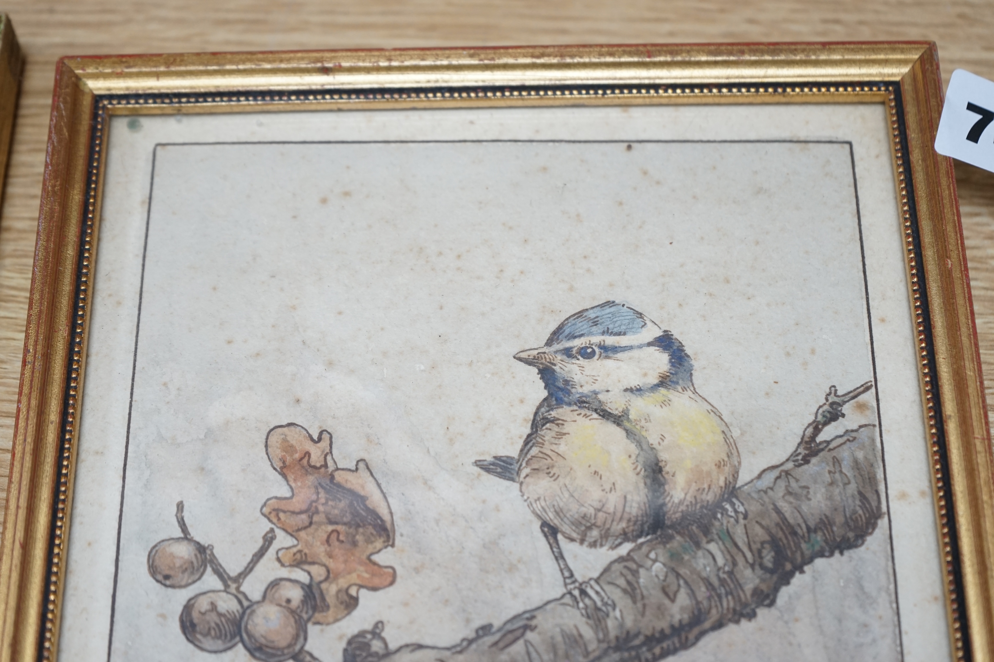 Talbot Kelly (1896-1971), watercolour, Birds on a branch, monogrammed and dated ‘21, together with a similar example, unsigned, largest 20 x 17cm. Condition - poor